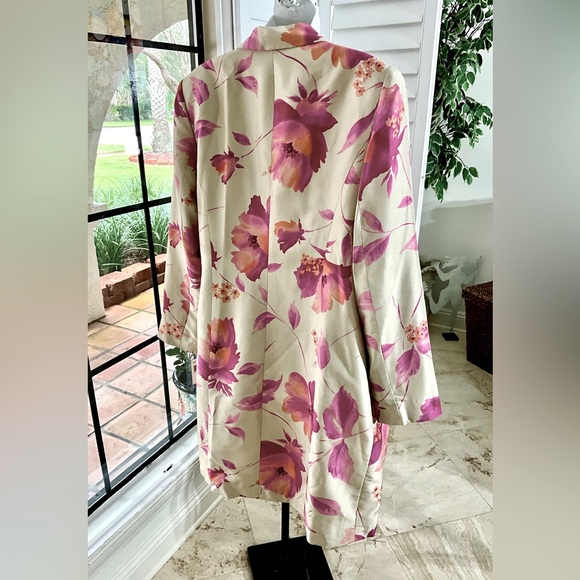 Due per Due Longer Beige & Pink Floral Dress Jacket / Coat Size 12 NWT Y2K - Picture 4 of 5